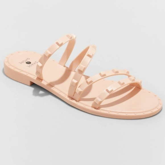 Shade & Shore Liv Jelly Slide Caged Sandals in Blush Size 8 - Picture 1 of 6